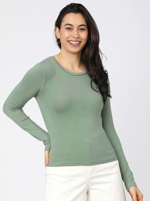 Tokyo Talkies Casual Solid Women Green Top