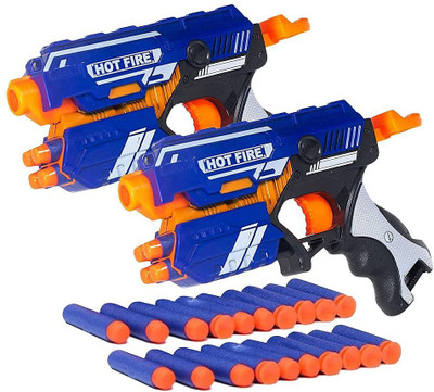 TERN Combo Set of 2 Blaze Storm Foam Blaster Gun Toy, Safe and Long Range Shooting Gun, (10 Foam Bullets and 10 Suction Dart Bullets) Guns & Darts(Multicolor)