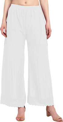 SriSaras Flared Women White Trousers