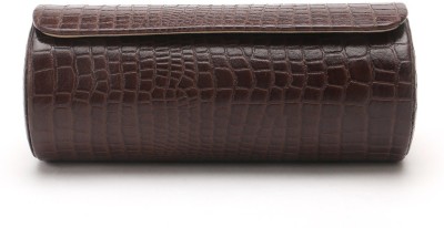 C Comfort Genuine Leather Cylindrical Shaped Bangle Box Bangle Box Vanity Box(Brown)