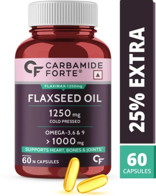 CARBAMIDE FORTE Cold Pressed Organic Flax Seeds Oil Capsules 1250mg with Omega 3 6 9(60 No)
