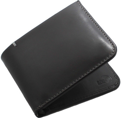 ree cope Men Black Genuine Leather Wallet(6 Card Slots)