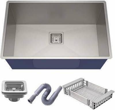 MESSINA 304 HANDMADE sound proof KITCHEN SINK HEAVY-DUTY PREMIUM QUALITY CHROME MATT FINISH (24"×18"×10") SILVER vessel sink DL_0.6A Vessel Sink  (silver)