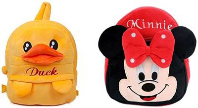 VIRAAJ COLLECTION Duck and minnie Bag Soft Material School Bag For Kids Plush Backpack Cartoon Toy | Children's Gifts Boy/Girl/Baby/ Decor School Bag For Kids(Age 2 to 6 Year) and Suitable For Nursery,UKG,NKG Student High Quality Plush Bag School Bag(Red, Yellow, 12 L)