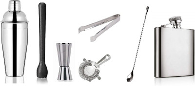 Dynore 7 Pcs Bartender Martini Kit set 7 - Piece Bar Set(Stainless Steel)
