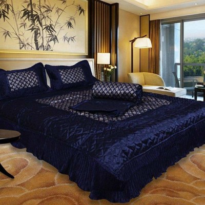 SOLAXO Satin King Sized Bedding Set(Blue_4Pcs_GP_Bedding-Set)