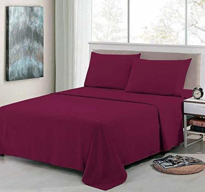 BEVI 300 TC Microfiber Double Solid Flat Bedsheet(Pack of 1, Wine)