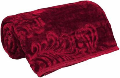 ACZO FEEL Self Design Single Mink Blanket for  Mild Winter(Microfiber, Maroon)