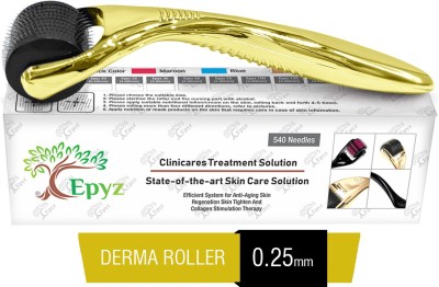 Epyz New Model Derma Roller Cosmetic Micro Needling Instrument with 540 Needles for Acne, Skin, Hair Loss, With Free Storage Case [ Gold,0.25mm ] Pack of(1)