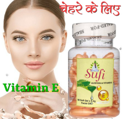 sufi Each bottle 60 Capsules. (Golden Colour). Don't Eat It as The Capsule. Amazing New Advance Technology Vitamin E Anti-Wrinkle Serum Spot Acne Removing, Whitening Facial Face Care Oil for Glowing Skin. Vitamin E is a powerful antioxidant that may be effective at reducing UV damage in skin. Anti-a