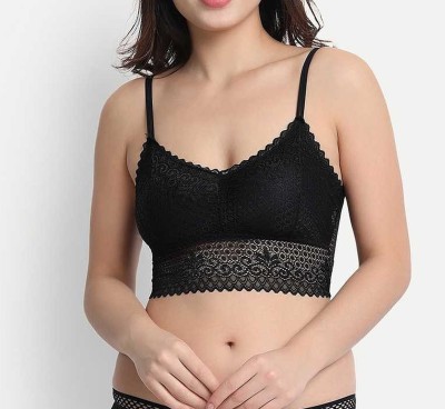 Mrs Queen Women Bralette Lightly Padded Bra(Black)