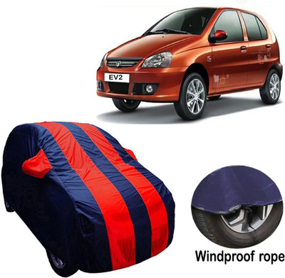 Autoinnovation Car Cover For Tata Indica eV2 (With Mirror Pockets)(Blue, Red)