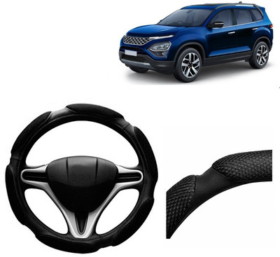 VOCADO Hand Stiched Steering Cover For Tata Safari(Black, Leatherite)