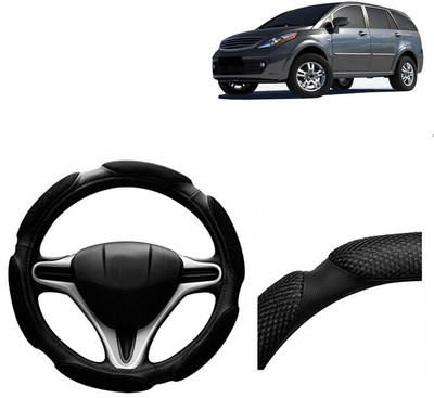 VOCADO Hand Stiched Steering Cover For Tata Aria(Black, Leatherite)