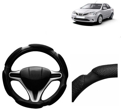 VOCADO Hand Stiched Steering Cover For Toyota Etios(Black, Leatherite)