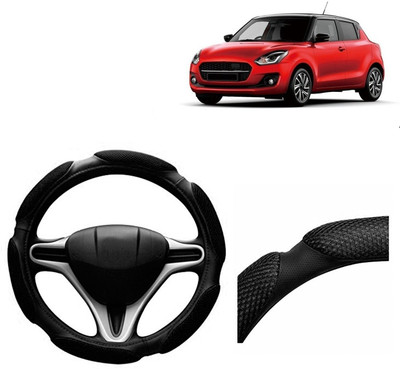 VOCADO Hand Stiched Steering Cover For Maruti Swift(Black, Leatherite)