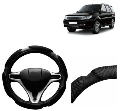 VOCADO Hand Stiched Steering Cover For Tata Safari Storme(Black, Leatherite)