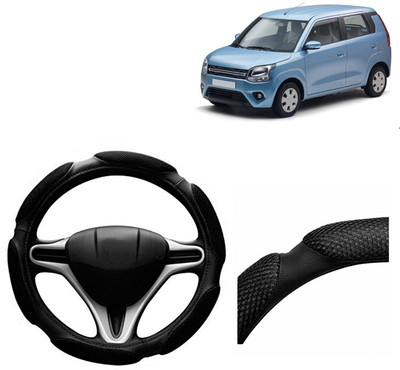 VOCADO Hand Stiched Steering Cover For Maruti WagonR(Black, Leatherite)