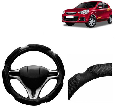 VOCADO Hand Stiched Steering Cover For Maruti Alto K10(Black, Leatherite)