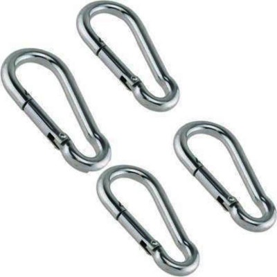 SSG Gym Safety Lock, S Lock for Gym Machines, Camping, Fishing, Keychain Pack of 4 Locking Carabiner(Silver)