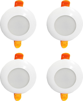 Nelson 3 watt Round Concealed Light | Ceiling Light Downlighter LED Light Warm White (Pack Of 4) Recessed Ceiling Light Ceiling Lamp(Gold)