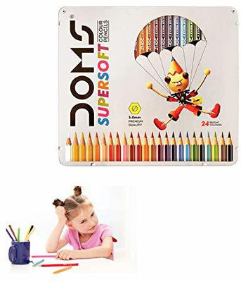 DOMS Supersoft Non Toxic Hexagonal Shaped Color Pencils(Set of 1, Multicolor)