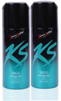 Kamasutra DEO URGE EACH 150ML Pack 2 Deodorant Spray  -  For Men(300 ml, Pack of 2)