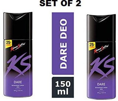 Kamasutra DEO DARE EACH 150ML P|2 Deodorant Spray  -  For Men(300 ml, Pack of 2)