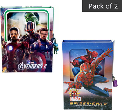 Art Bundle spiderman & Avengers A6 Diary Ruled 60 Pages(Pink, Pack of 2)