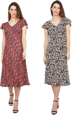 TSM Women A-line Multicolor Below Knee Dress