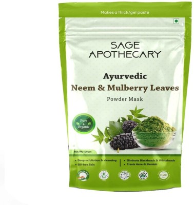 Sage Apothecary Pure Ayurvedic Neem Face Mask Powder & Hair Mask Powder for Dry and Damaged Hair | Control Acne & Pigmentation | Soft & Glowing Skin | Eliminate Black Heads & Whiteheads(100 g)