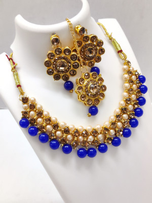 shivay Alloy Gold-plated Blue Jewellery Set(Pack of 1)