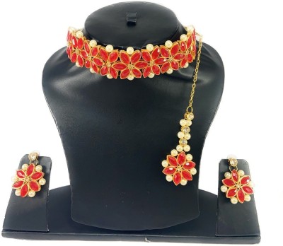 Tiank Innovation Metal, Stone, Copper, Alloy Gold-plated Red, White Jewellery Set(Pack of 1)