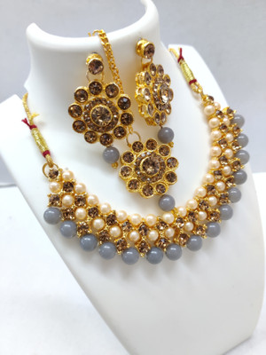 vaishnavi imitation Alloy Gold-plated Grey Jewellery Set(Pack of 1)