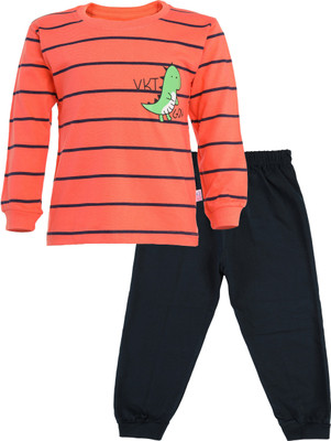 CATCUB Boys & Girls Casual T-shirt Pant(Orange)