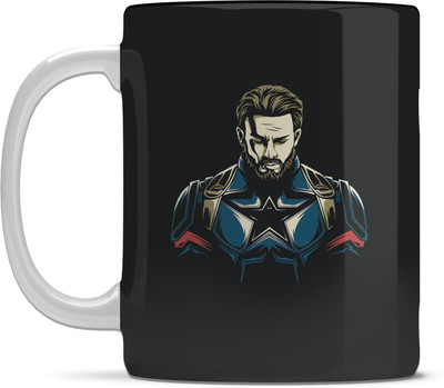 Shieldsmore Captain America Printed Ceramic for Coffee 325 ml White Design 3 Ceramic Coffee Mug(325 ml)