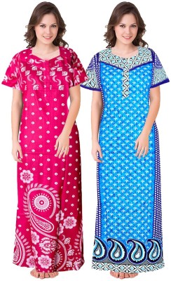 Sarthak Creation Women Nighty Set(Light Blue, Pink)