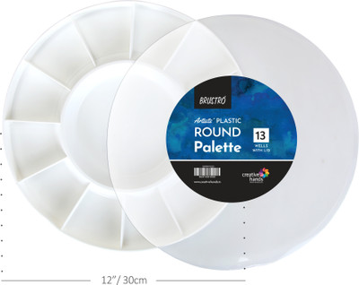 BRuSTRO Plastic 1 Paint Wells Palettes  with Lid(Set of 13, White)