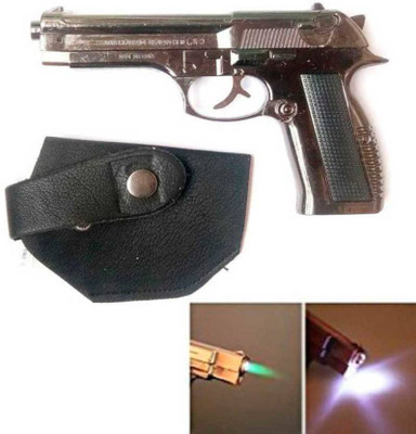 Shreevi Pistol Shaped Jet Torch Lighter Pocket Lighter(Silver Black)