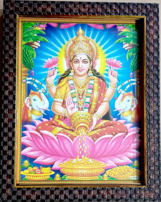 FRAMTASTIC LAKSHMI DEVI POURING MONEY FROM POT Religious Frame