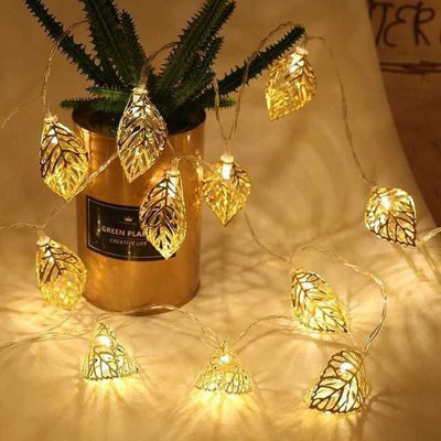 GreenUniverse 15 LEDs 3.05 m Gold Flickering Leaf Rice Lights(Pack of 1)