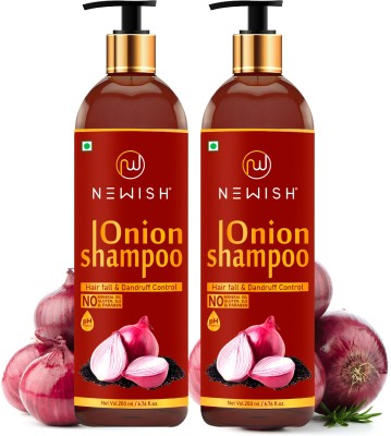 NEWISH Red Onion Shampoo for Hair Growth and Hairfall Control Pack Of 2(400 ml)