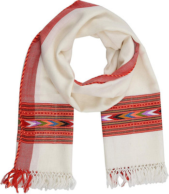 ARUNA KULLU HANDLOOM Wool Embroidered Women Shawl(White)