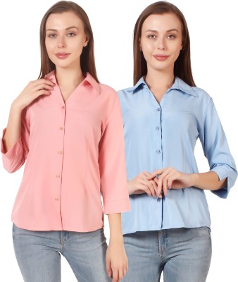 CINDERELLA THE CREATIONS FACTORY Women Solid Formal Beige Shirt(Pack of 2)