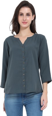 YAANVI Women Solid Casual Grey Shirt