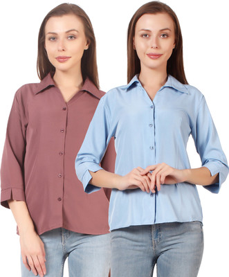 CINDERELLA THE CREATIONS FACTORY Women Solid Formal Multicolor Shirt(Pack of 2)