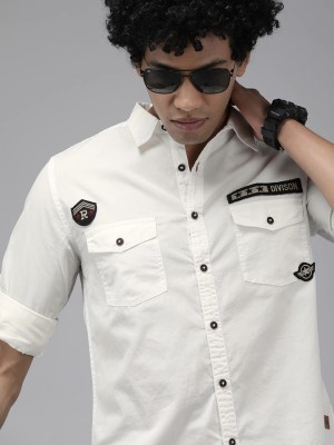 Roadster Men Solid Casual White Shirt