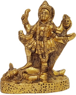 Purpledip Brass Idol Durga (Kali, Parvati, or Adishakti): Rare Collectible Statue Decorative Showpiece  -  13 cm(Brass, Gold)