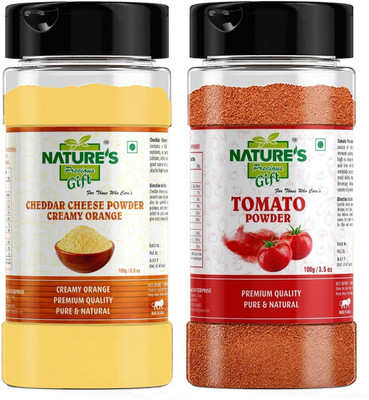 Nature's Precious Gift Tomato Powder & Cheddar Cheese Powder (Orange) - 100 GM Each / 3.5 Oz Sprinkle Jar(2 x 100 g)