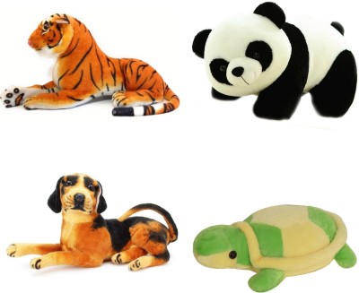 Divyanshi Enterprises Soft toy tiger,dog, panda, tortoise (pack of-4pic)  - 32 cm(Brown)